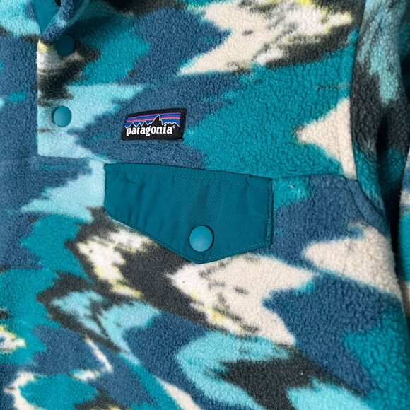 Patagonia Synchilla T Snap Sweater Size‎ XXS Blue Fleece Pullover Trout Tales - Picture 2 of 5